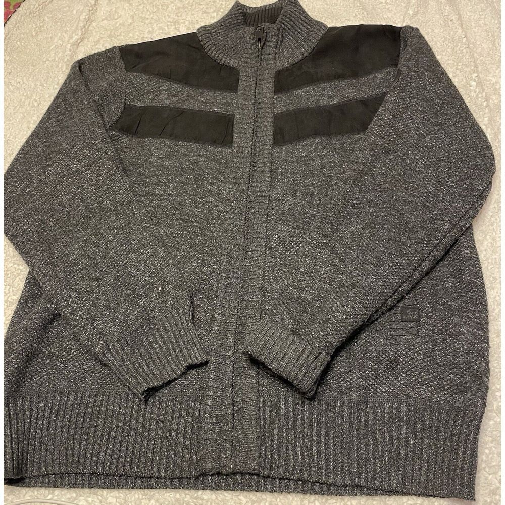 Buffalo David Bitton Fleece‎ Lined Zip-Up Sweater Black Gray Men's XL